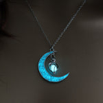 Moon Glowing Necklace Gem Charm Jewelry Silver Plated for Women