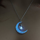 Moon Glowing Necklace Gem Charm Jewelry Silver Plated for Women