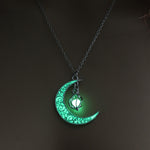 Moon Glowing Necklace Gem Charm Jewelry Silver Plated for Women