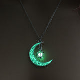 Moon Glowing Necklace Gem Charm Jewelry Silver Plated for Women