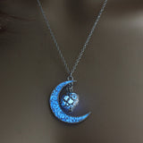 Moon Glowing Necklace Gem Charm Jewelry Silver Plated for Women