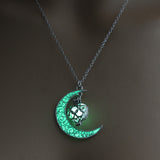 Moon Glowing Necklace Gem Charm Jewelry Silver Plated for Women