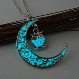 Moon Glowing Necklace Gem Charm Jewelry Silver Plated for Women