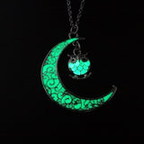 Moon Glowing Necklace Gem Charm Jewelry Silver Plated for Women