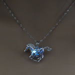 Moon Glowing Necklace Gem Charm Jewelry Silver Plated for Women