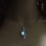 Moon Glowing Necklace Gem Charm Jewelry Silver Plated for Women