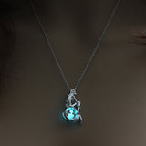 Moon Glowing Necklace Gem Charm Jewelry Silver Plated for Women