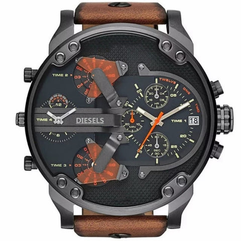 Montre luxe Military Clock Leather  Watch Men's Sport Quartz Diesels Watch