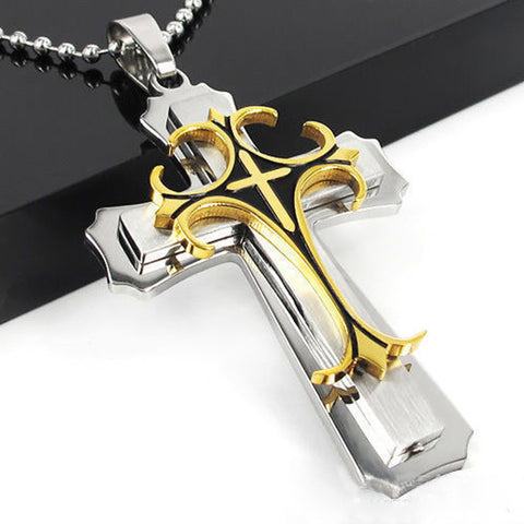 Fashion Gold Silver Cross Necklace