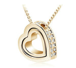quality double Heart Pendant Sweater chain Necklace for women