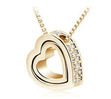 quality double Heart Pendant Sweater chain Necklace for women