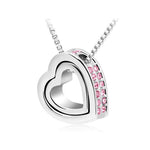 quality double Heart Pendant Sweater chain Necklace for women