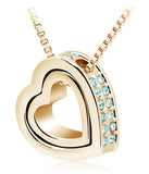 quality double Heart Pendant Sweater chain Necklace for women