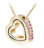 quality double Heart Pendant Sweater chain Necklace for women