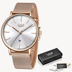 Classic Women Rose Gold Top Brand Luxury Laides Dress Business Fashion Casual Waterproof Watches