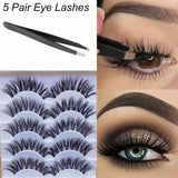 5 Pairs New Fashion Women Soft Natural Long Cross Fake Eye Lashes